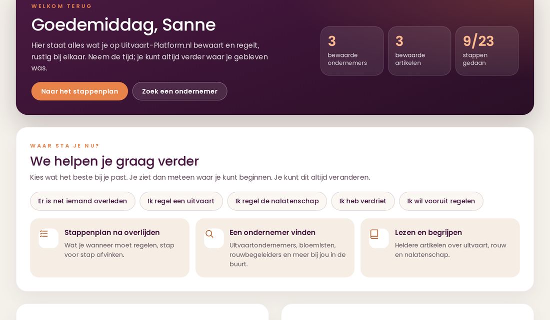 Schermafbeelding: Wat staat er in Mijn account?
