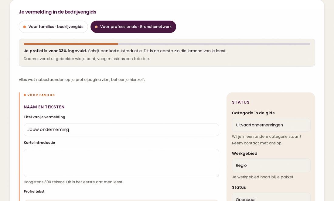 Schermafbeelding: Hoe werk ik mijn bedrijfspagina bij?